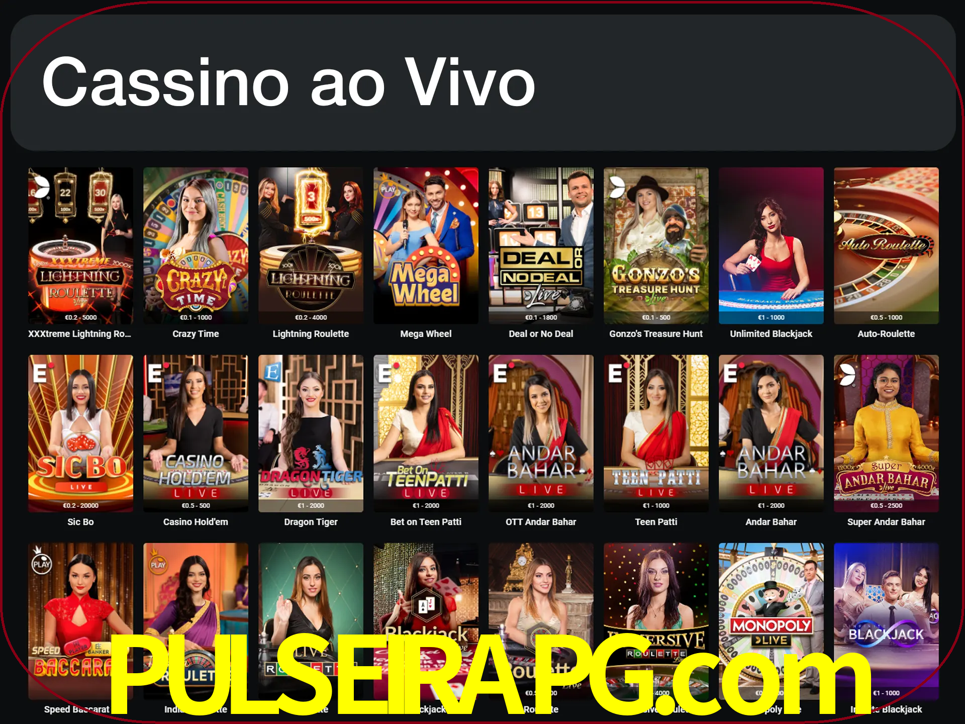 Jogue jogos de cassino com um verdadeiro dealer.