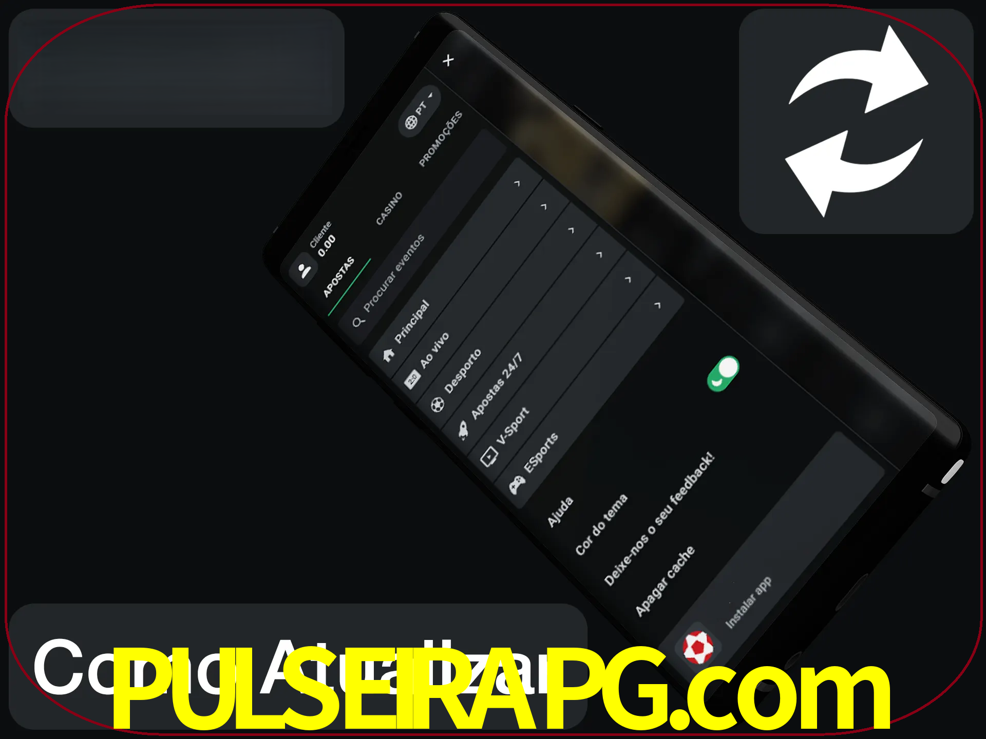 O aplicativo é atualizado automaticamente quando você faz o login.