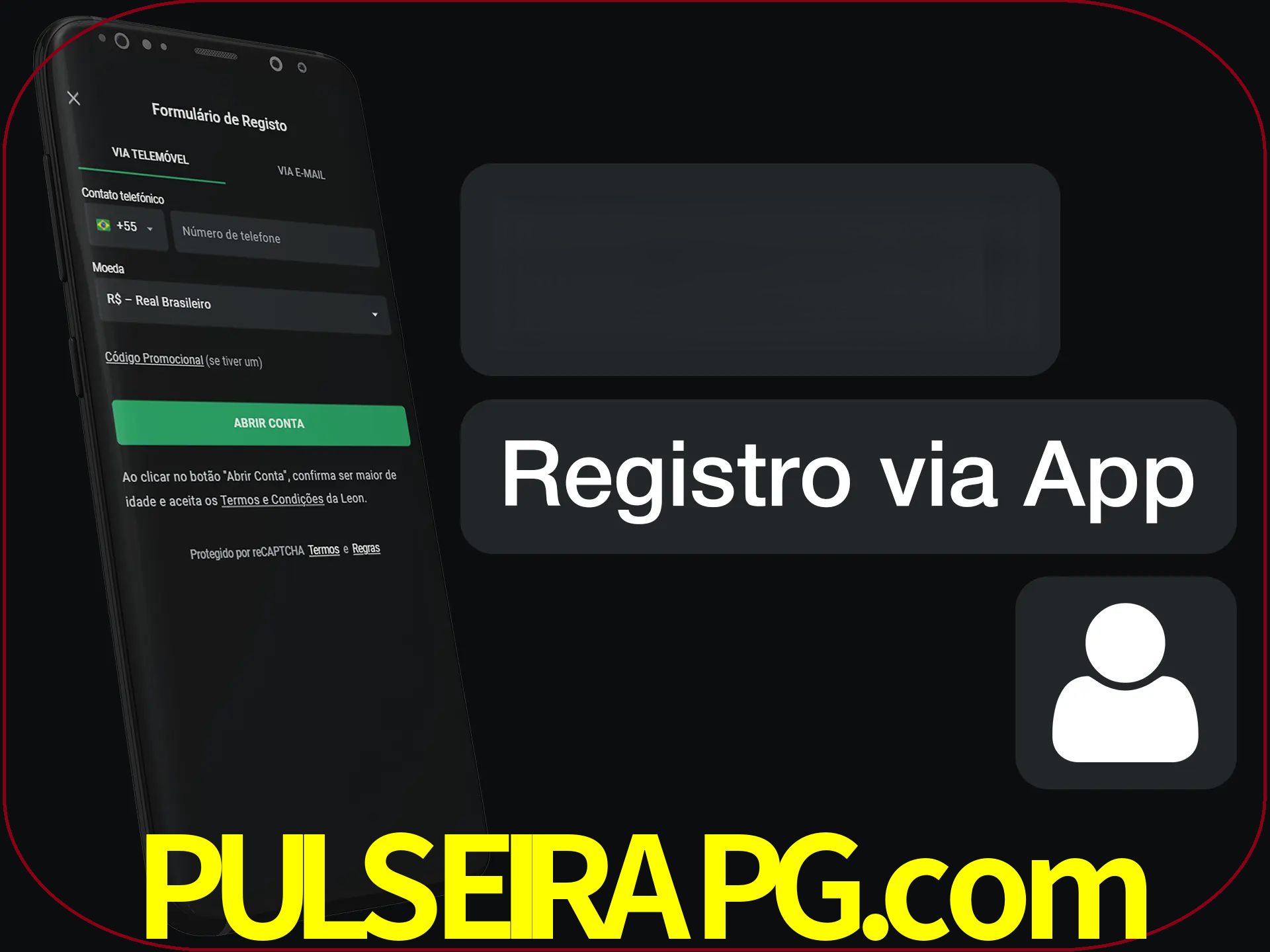 Registre-se com duas etapas usando o aplicativo.