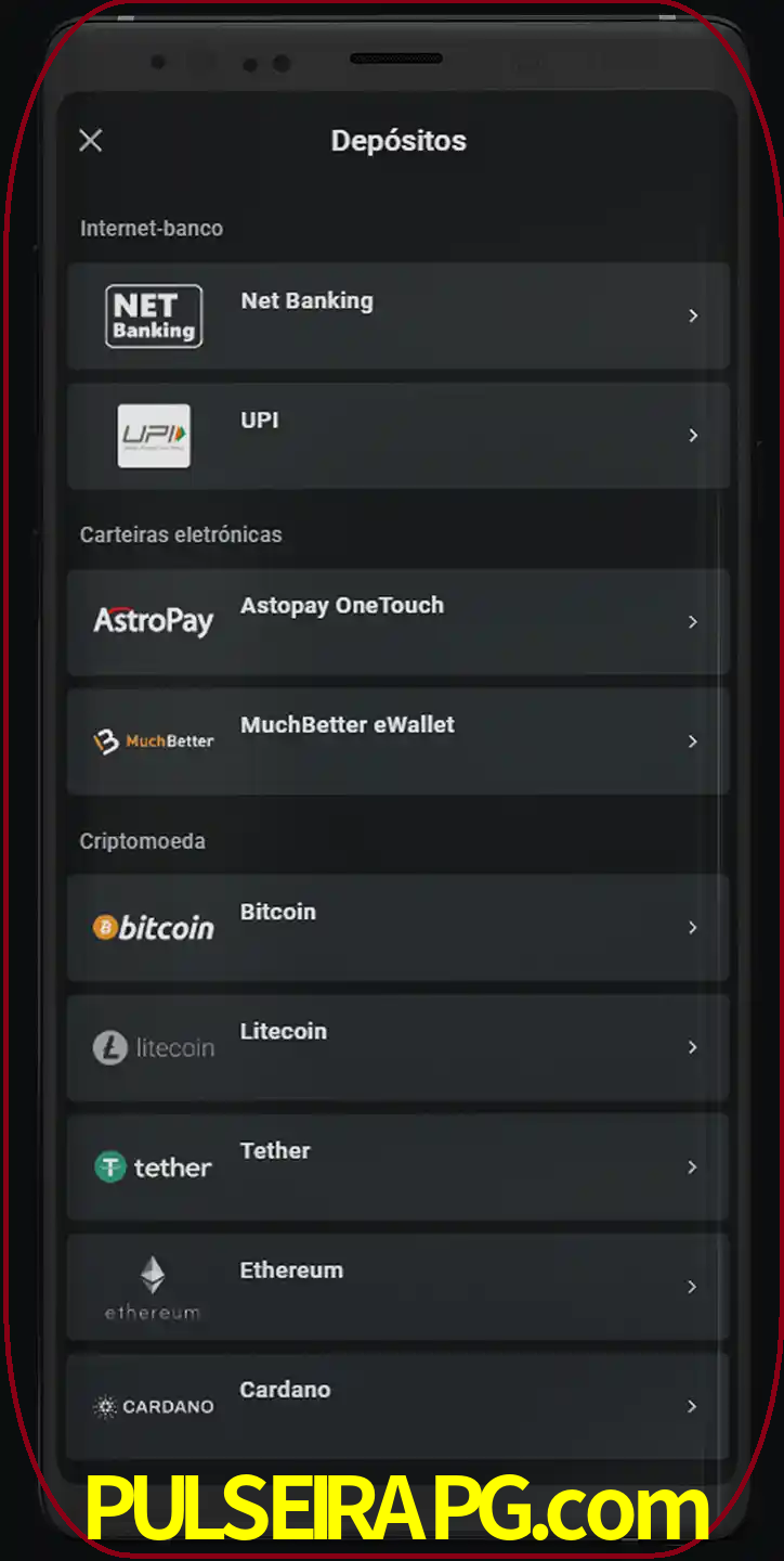 Você pode usar métodos alternativos de depósito.
